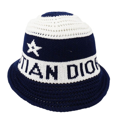 Dior Hat Cotton D-tulipe Cloche Hat Navy White M Hat Star