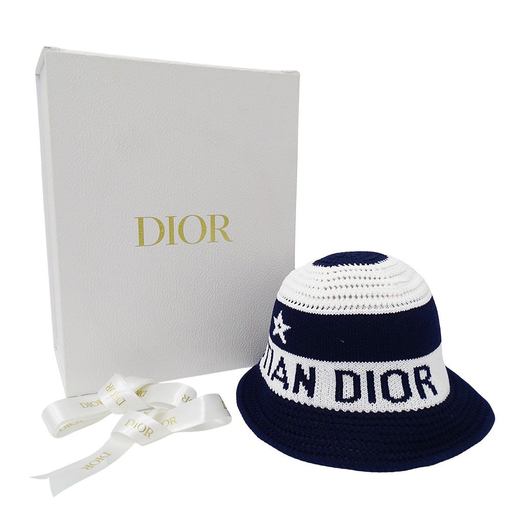 Dior Hat Cotton D-tulipe Cloche Hat Navy White M Hat Star — view 8