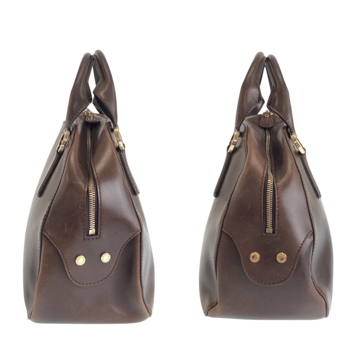 Bvlgari Leoni Brown Silver Leather Pfegel 2-Way Shoulder — view 8