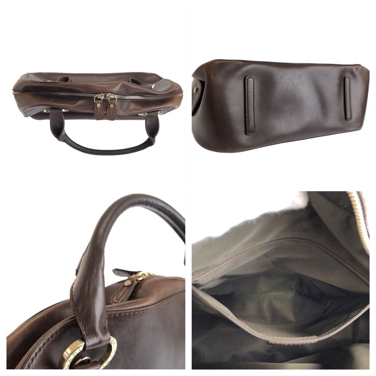 Bvlgari Leoni Brown Silver Leather Pfegel 2-Way Shoulder — view 6