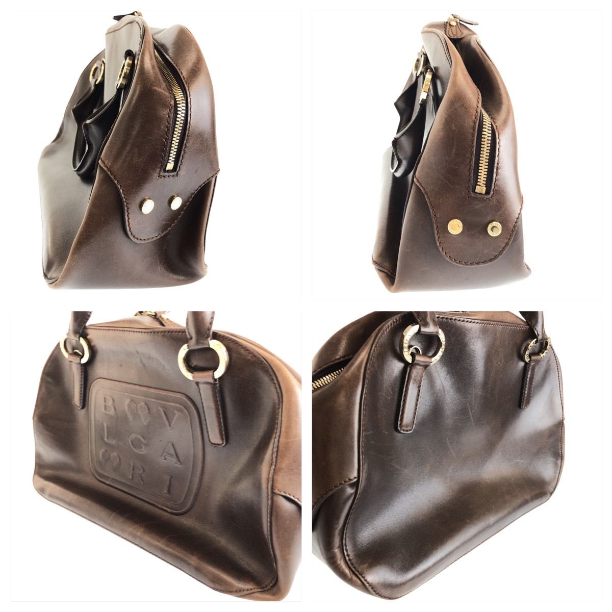 Bvlgari Leoni Brown Silver Leather Pfegel 2-Way Shoulder — view 5