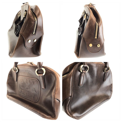 Bvlgari Leoni Brown Silver Leather Pfegel 2-Way Shoulder — view 5