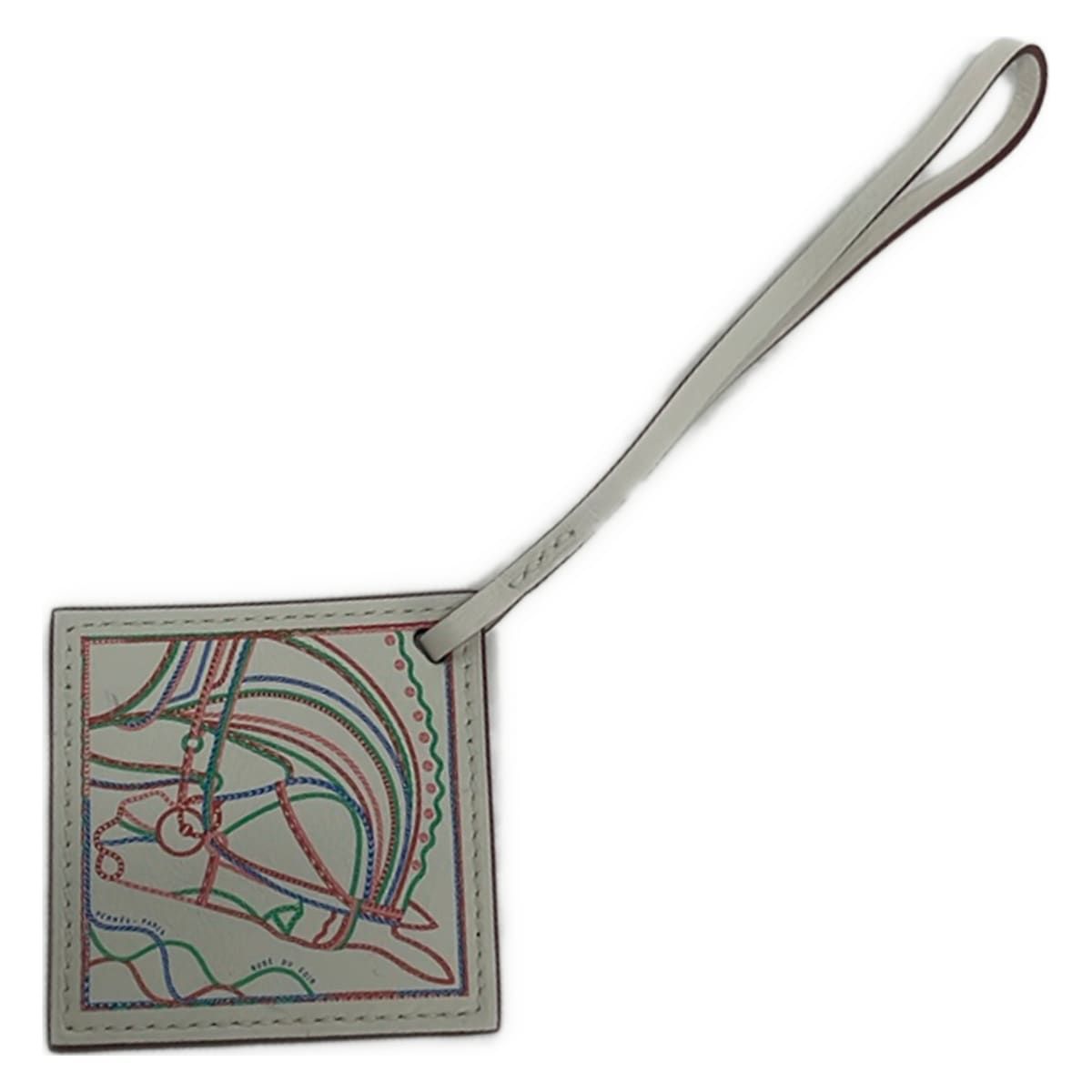 Hermes Key Holder Carre Nano White Blue Royal Bamboo Robe du Soir