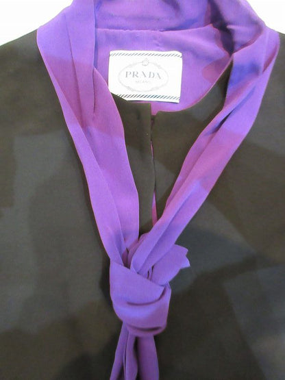 Prada Jacket with Ribbon Black Purple 42 — view 4