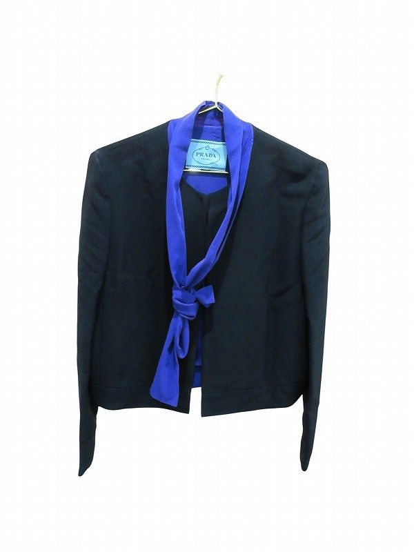 Prada Jacket with Ribbon Black Purple 42