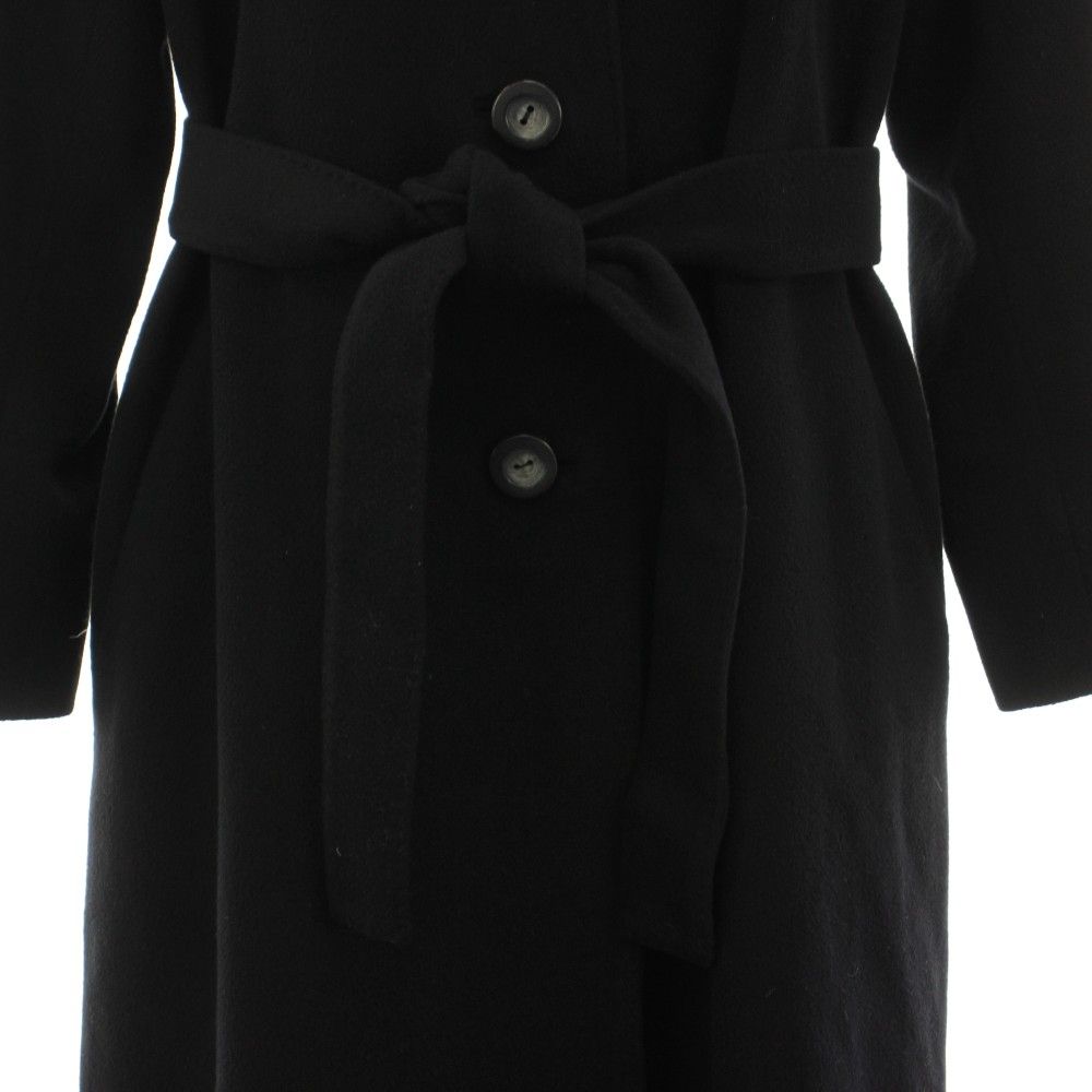 Dior Collarless Coat Long Ribbon Belt Vintage 9 Black YT — view 6