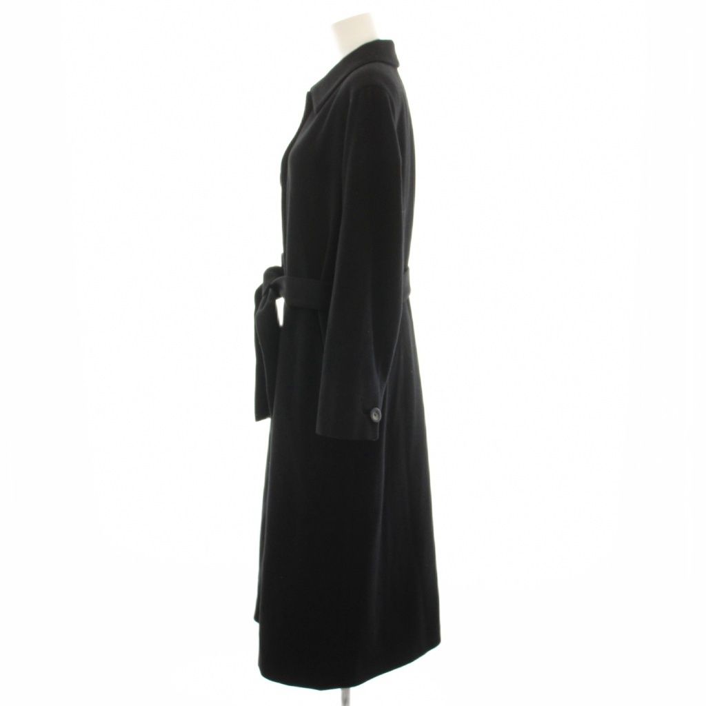 Dior Collarless Coat Long Ribbon Belt Vintage 9 Black YT — view 2