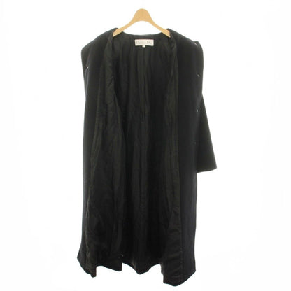 Dior Collarless Coat Long Ribbon Belt Vintage 9 Black YT — view 4