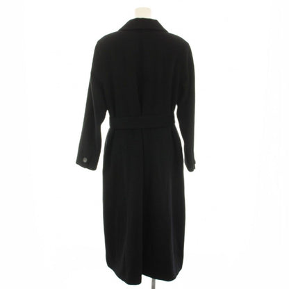 Dior Collarless Coat Long Ribbon Belt Vintage 9 Black YT — view 3