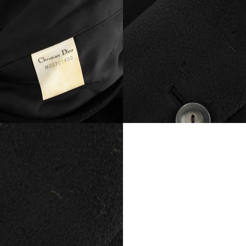 Dior Collarless Coat Long Ribbon Belt Vintage 9 Black YT — view 9