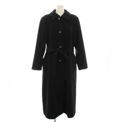 Dior Collarless Coat Long Ribbon Belt Vintage 9 Black YT
