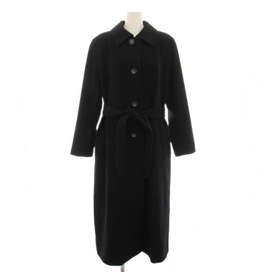 Dior Collarless Coat Long Ribbon Belt Vintage 9 Black YT