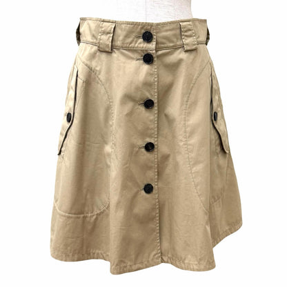 Dior Cotton 100% Logo Button Knee Length Flare Skirt Beige 42