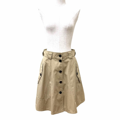 Dior Cotton 100% Logo Button Knee Length Flare Skirt Beige 42 — view 2