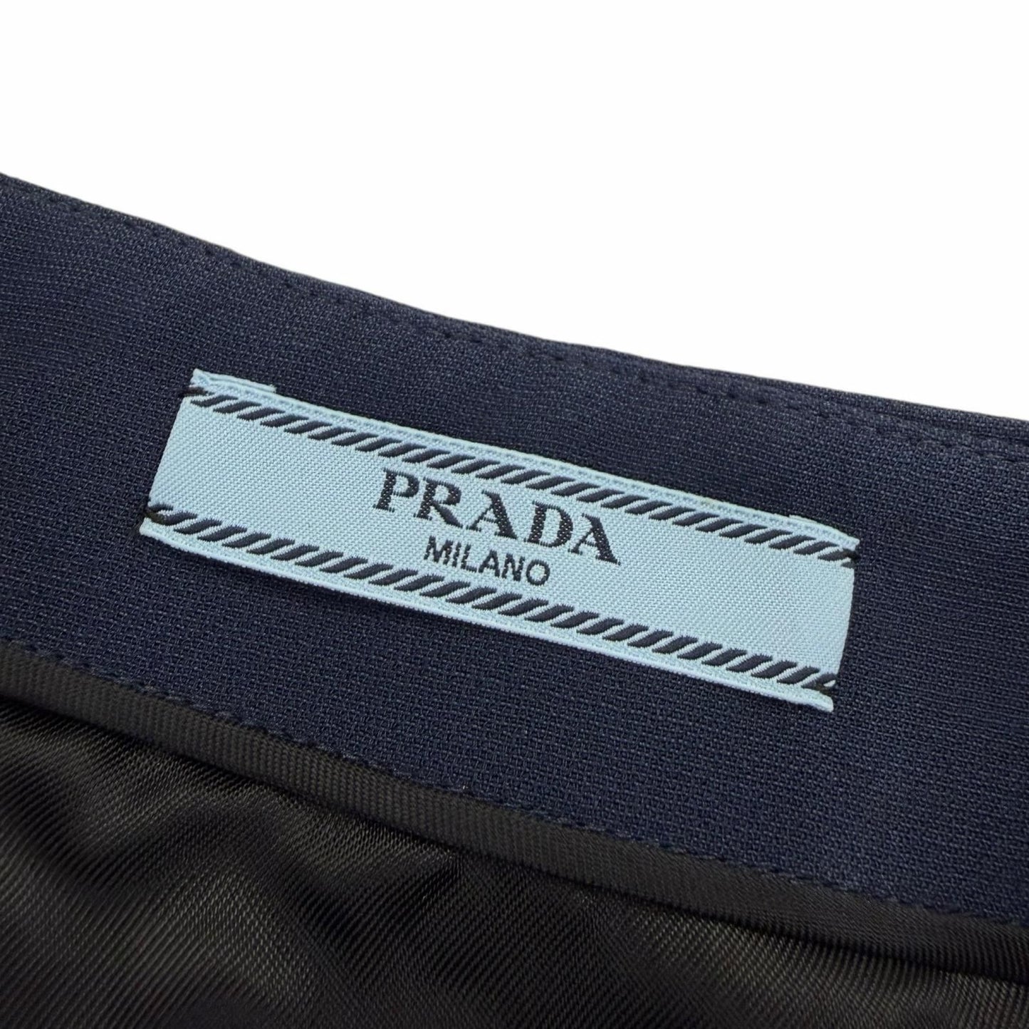 Prada Wool Silk Logo Buttoned Mini Skirt Navy 38 — view 7