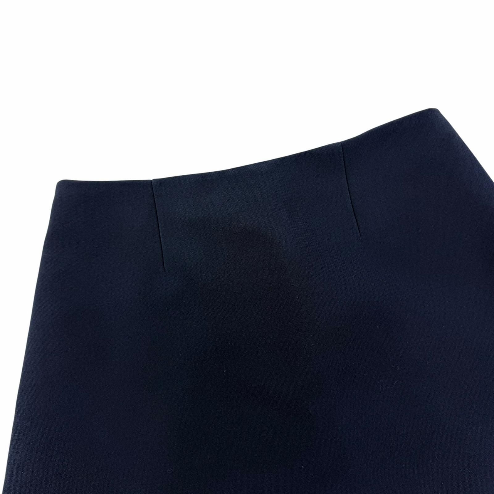 Prada Wool Silk Logo Buttoned Mini Skirt Navy 38 — view 5