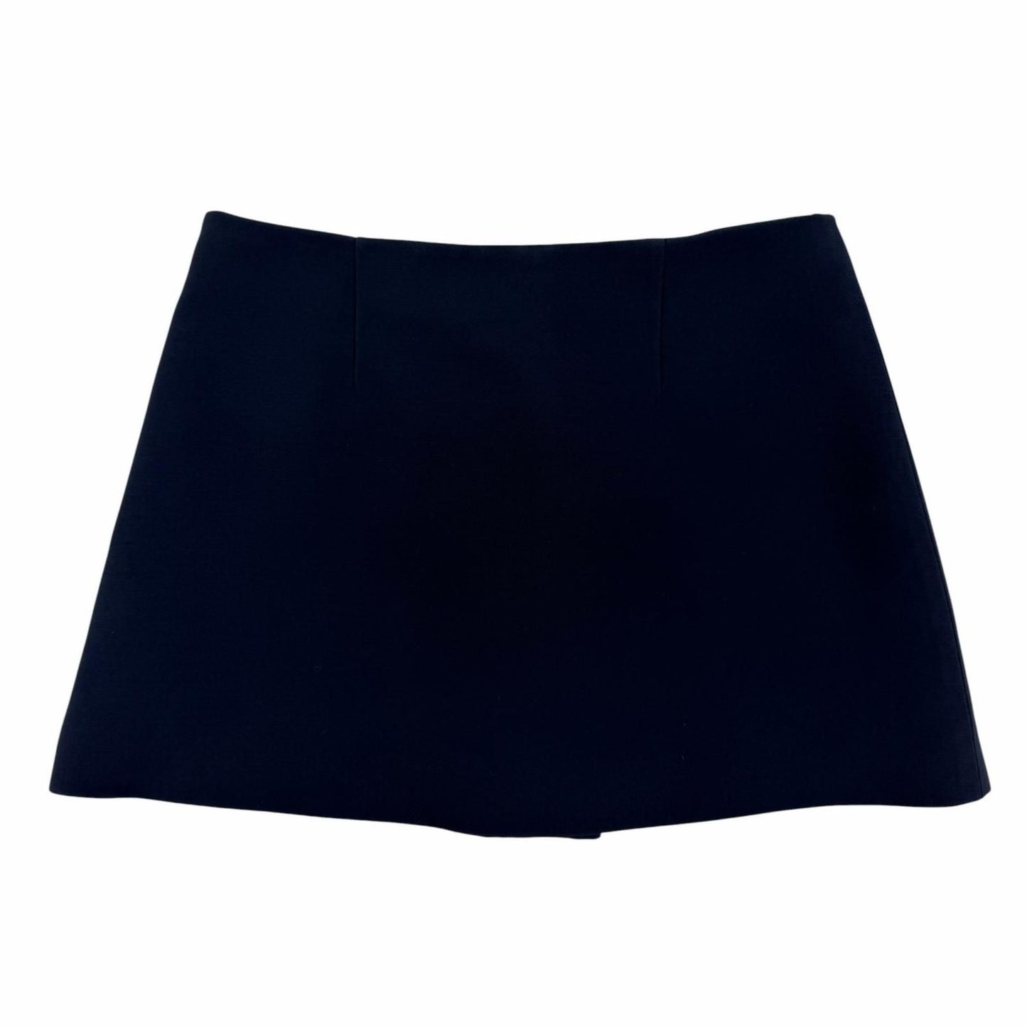Prada Wool Silk Logo Buttoned Mini Skirt Navy 38 — view 2