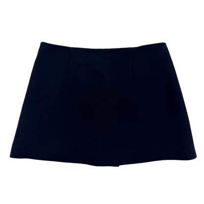 Prada Wool Silk Logo Buttoned Mini Skirt Navy 38 — view 2