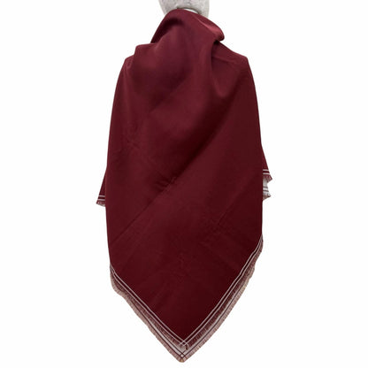 Hermes Carre Geant Cashmere Large Shawl with Fringe Scarf Bordeaux Off White — view 5