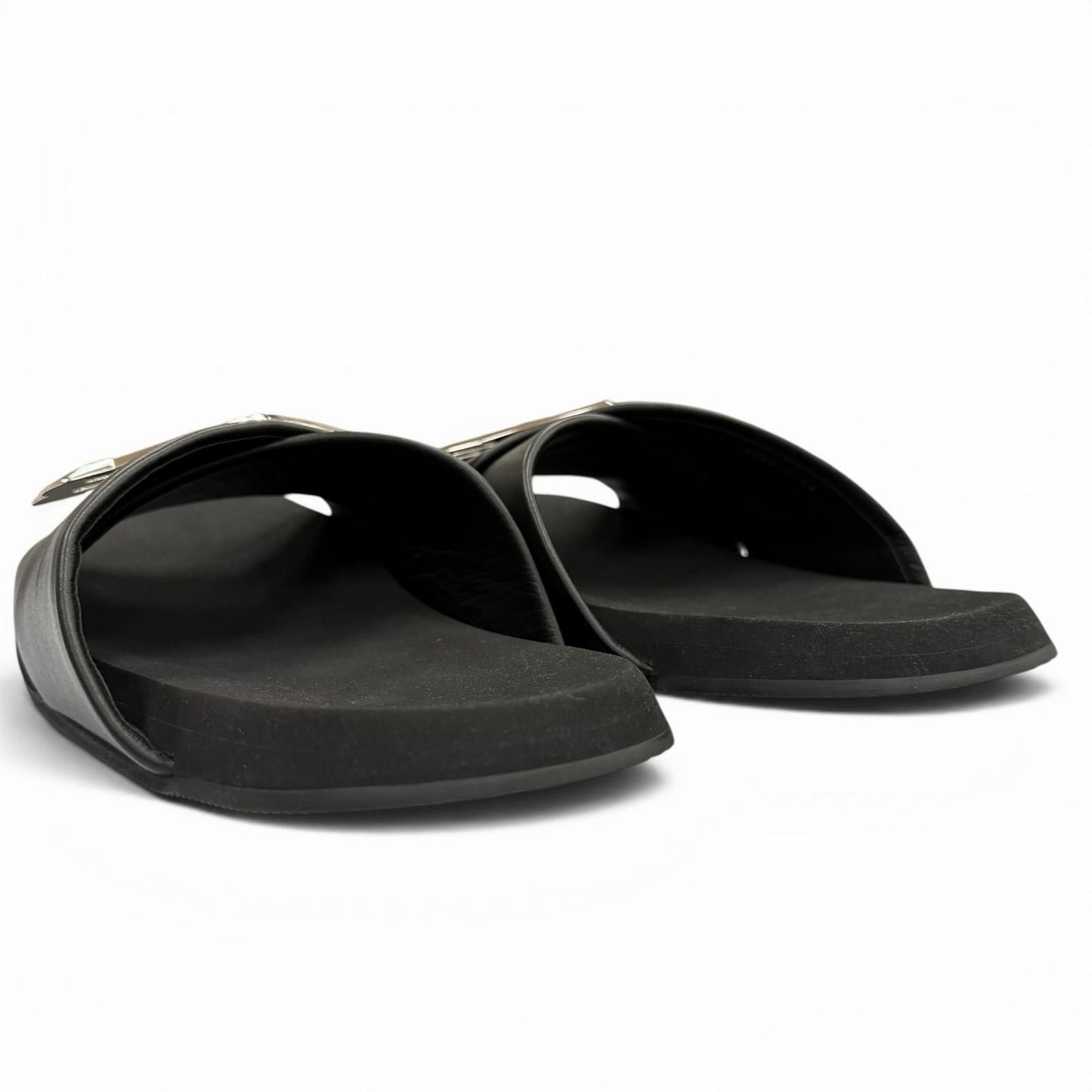 Balenciaga Sunset Flat BB Leather Sandals Black Silver — view 4