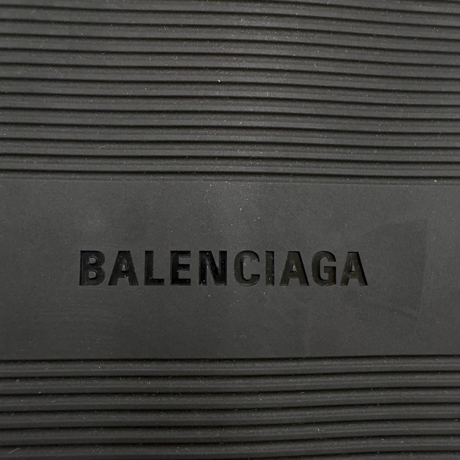Balenciaga Sunset Flat BB Leather Sandals Black Silver — view 9