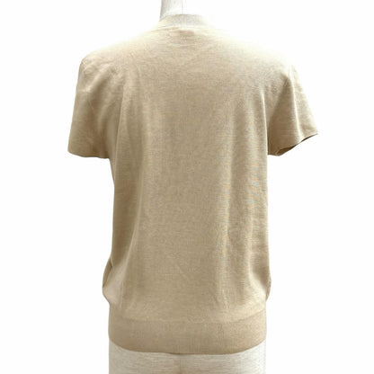 Hermes Cashmere Silk Blend Exlibris Short Sleeve Knit Beige 38 Sweater — view 4