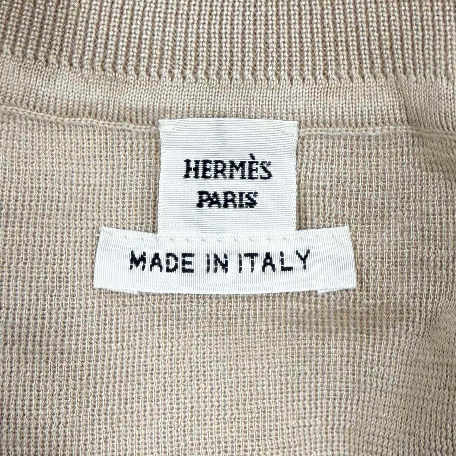 Hermes Cashmere Silk Blend Exlibris Short Sleeve Knit Beige 38 Sweater — view 7