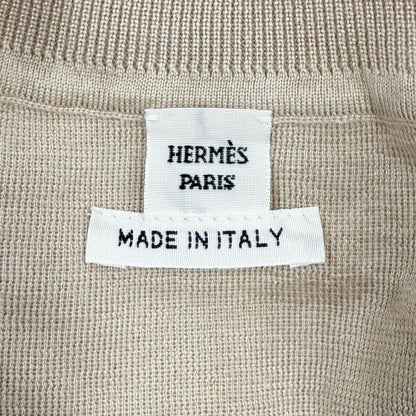 Hermes Cashmere Silk Blend Exlibris Short Sleeve Knit Beige 38 Sweater — view 7