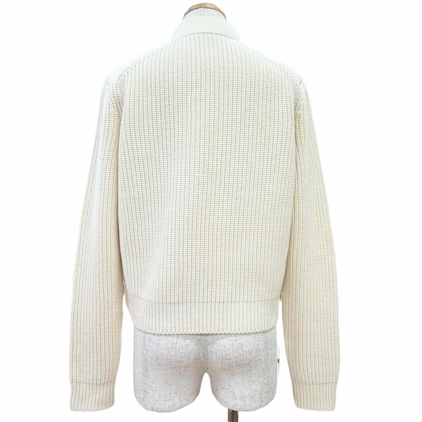 Moncler Cardigan Tricot Cashmere Blend Logo Patch Down Jacket Contrast Zip UP — view 3