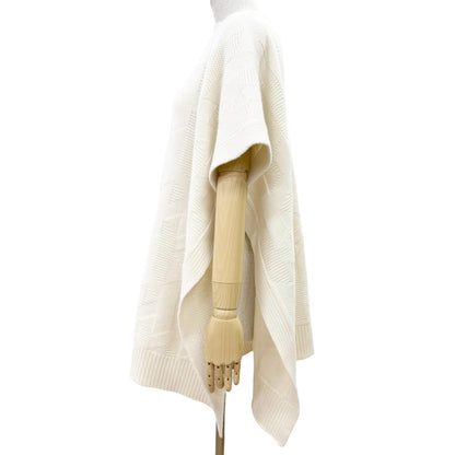 Hermes Virgin Wool 100% Motif Knit Poncho Ivory 34 Recommended — view 2
