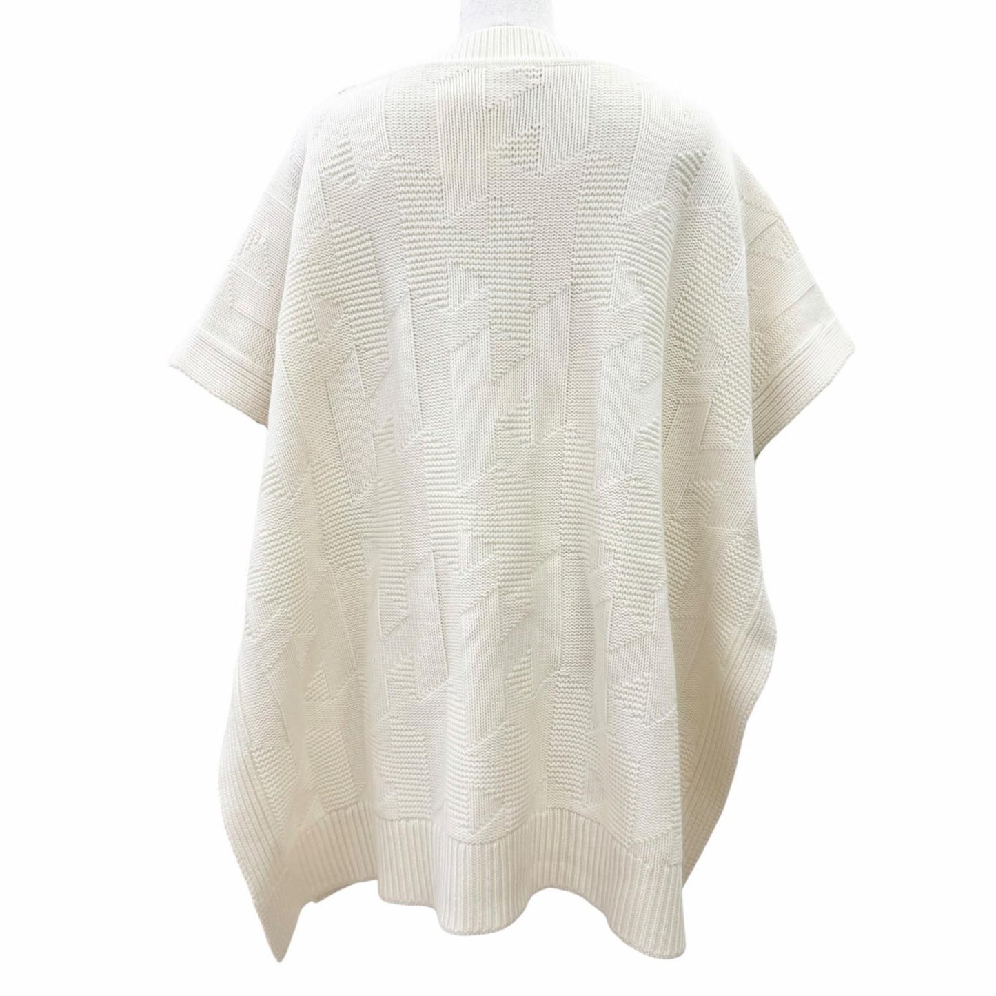 Hermes Virgin Wool 100% Motif Knit Poncho Ivory 34 Recommended — view 3