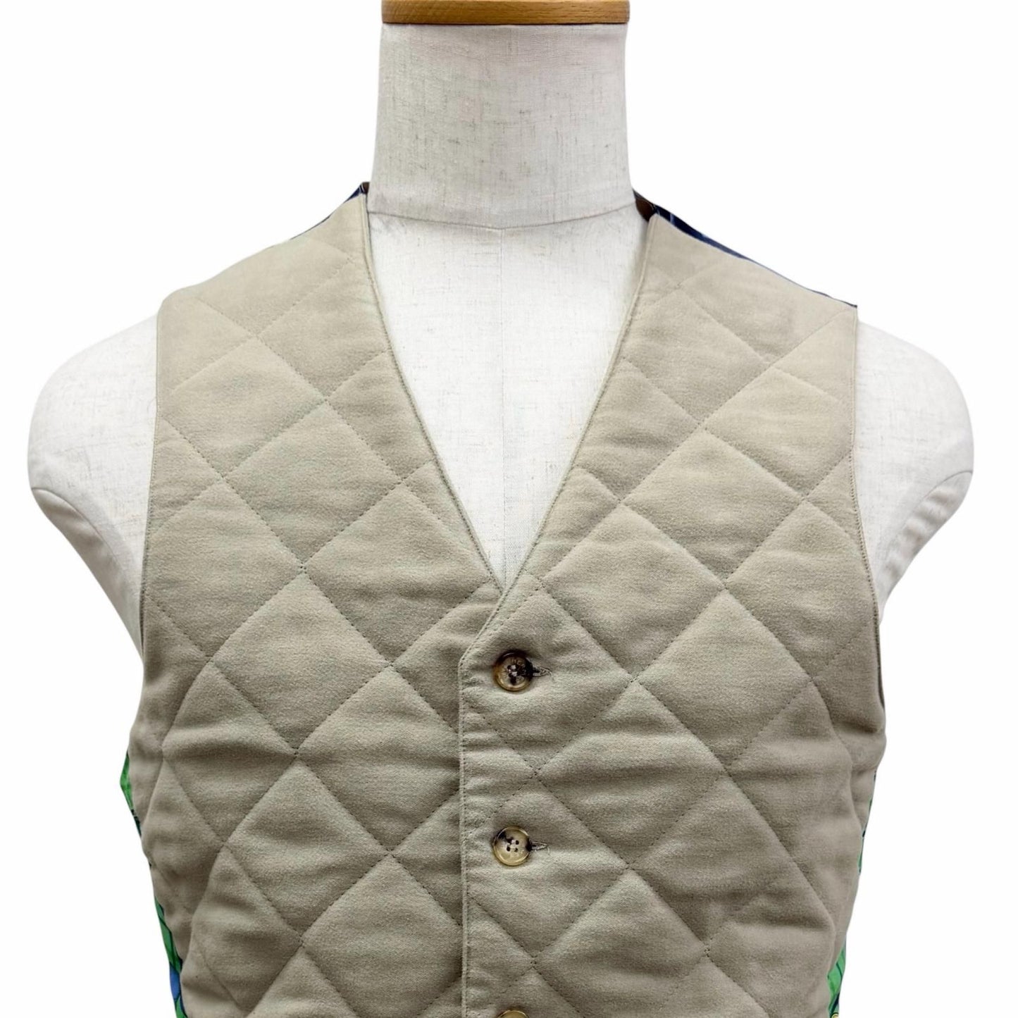 Hermes Vintage Silk Cut Replacement Horse Formal Dress Logo Button Quilted Vest — view 2