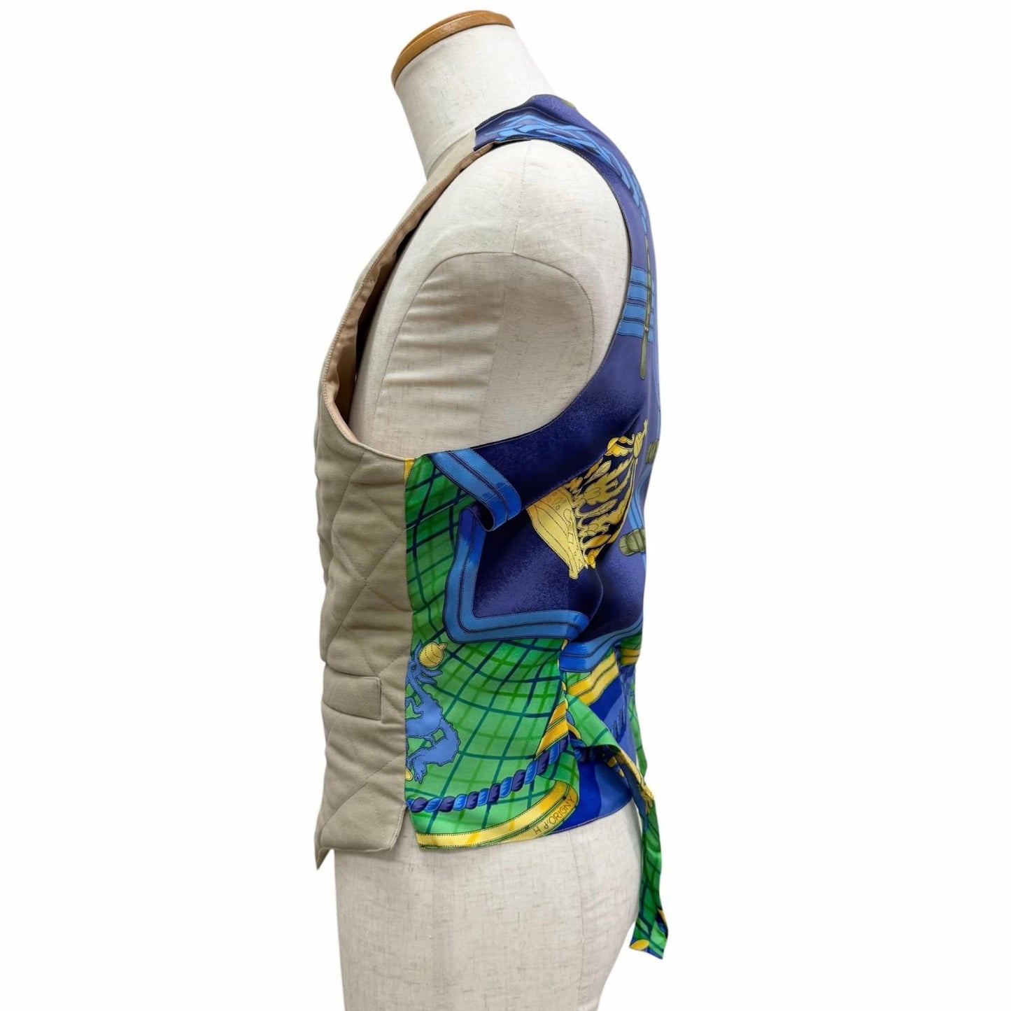 Hermes Vintage Silk Cut Replacement Horse Formal Dress Logo Button Quilted Vest — view 5