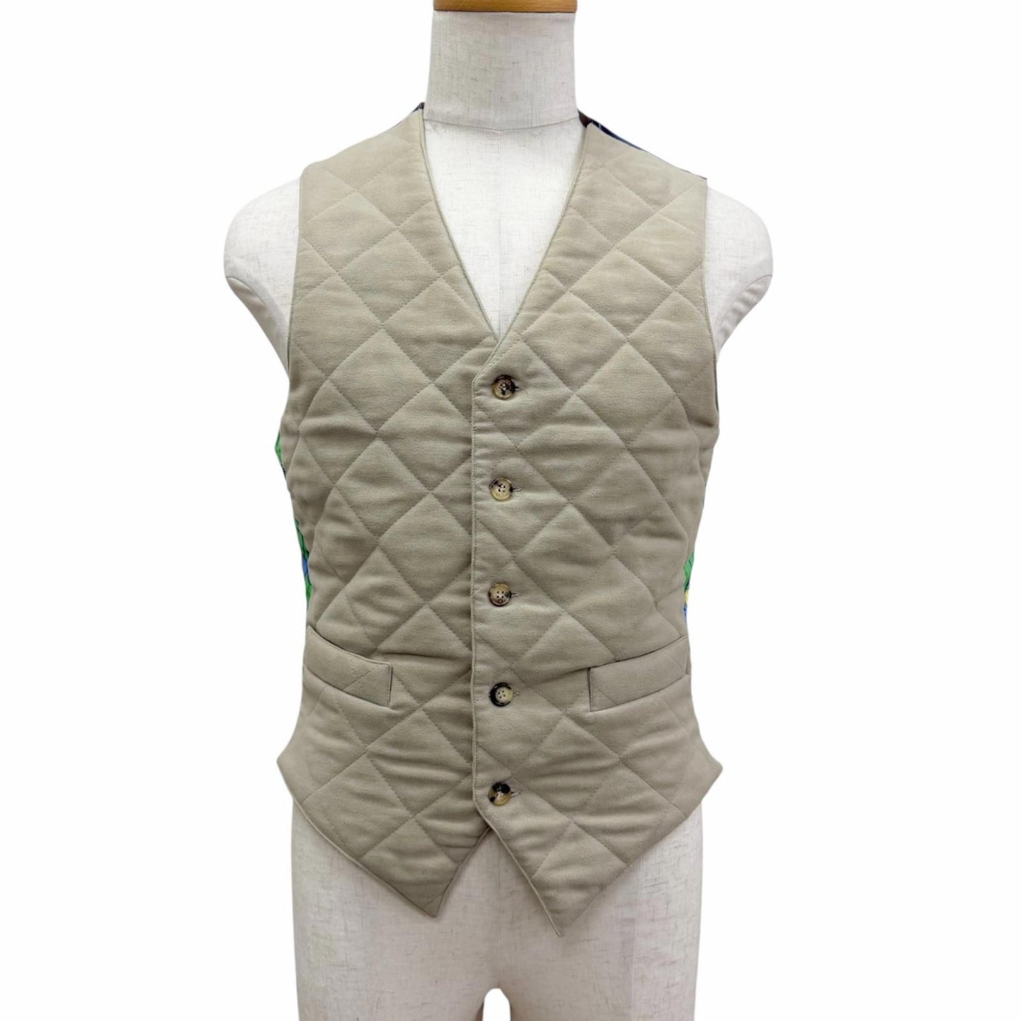 Hermes Vintage Silk Cut Replacement Horse Formal Dress Logo Button Quilted Vest