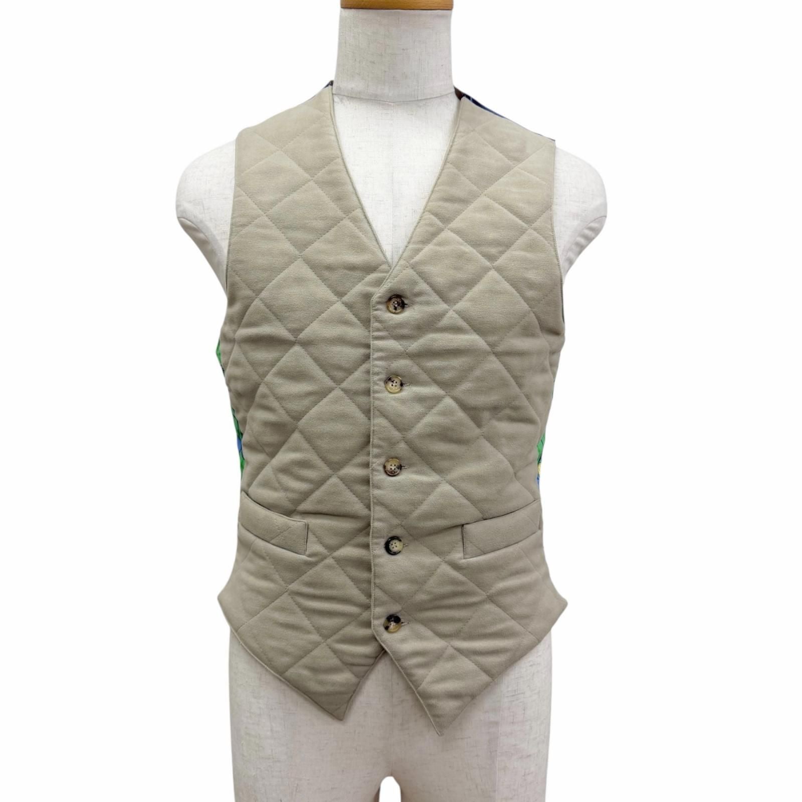 Hermes Vintage Silk Cut Replacement Horse Formal Dress Logo Button Quilted Vest