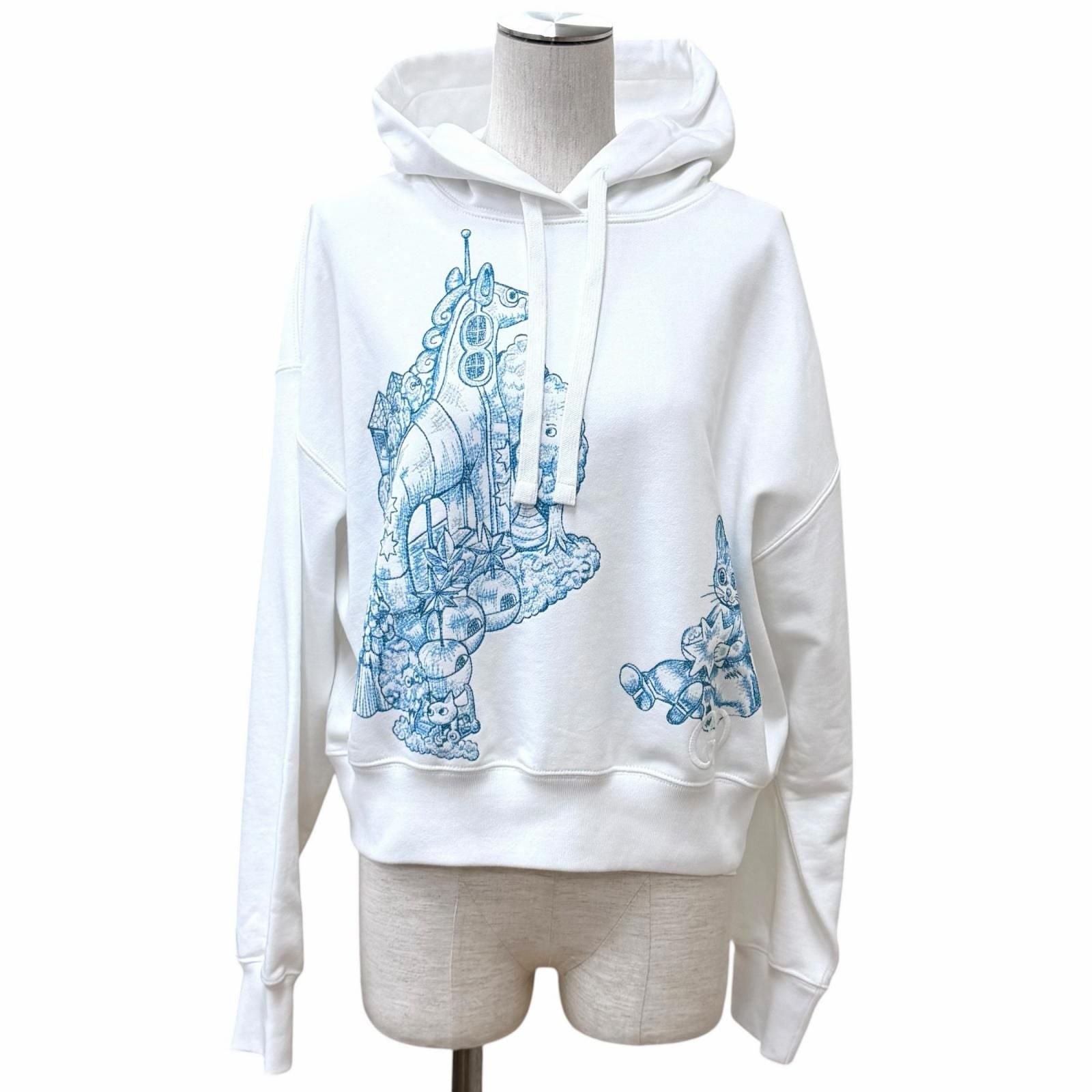 Gucci Higuchi Yuko Cotton 100% Cat Interlocking Hoodie White