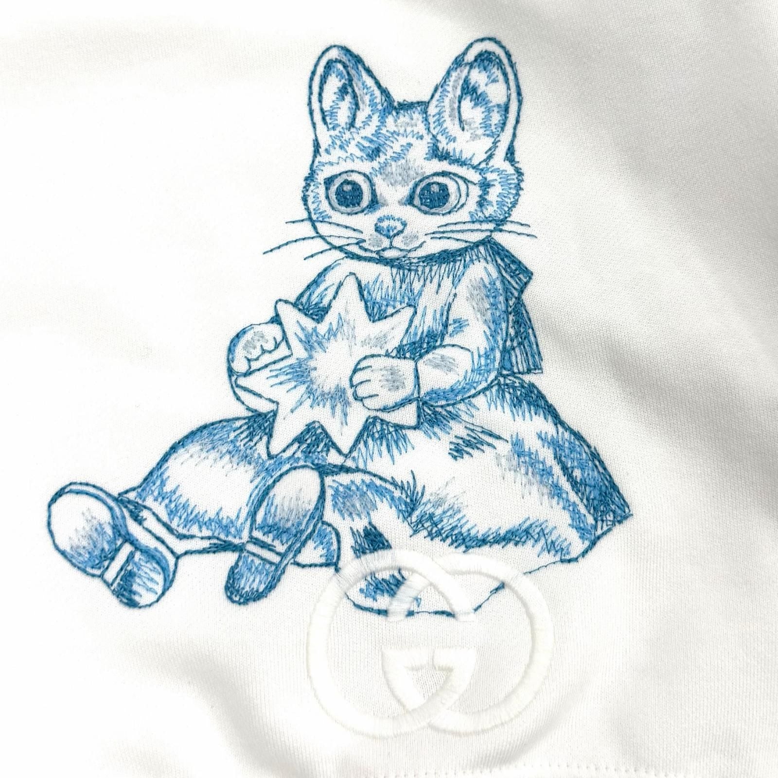 Gucci Higuchi Yuko Cotton 100% Cat Interlocking Hoodie White — view 5