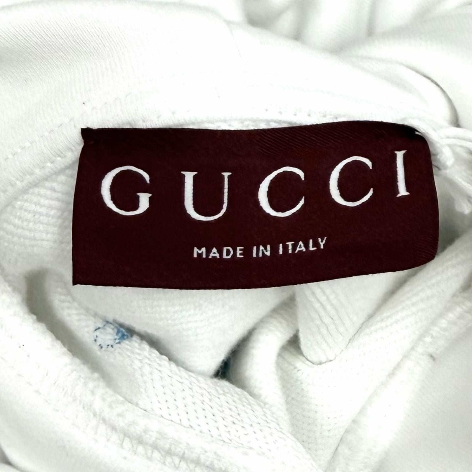 Gucci Higuchi Yuko Cotton 100% Cat Interlocking Hoodie White — view 6