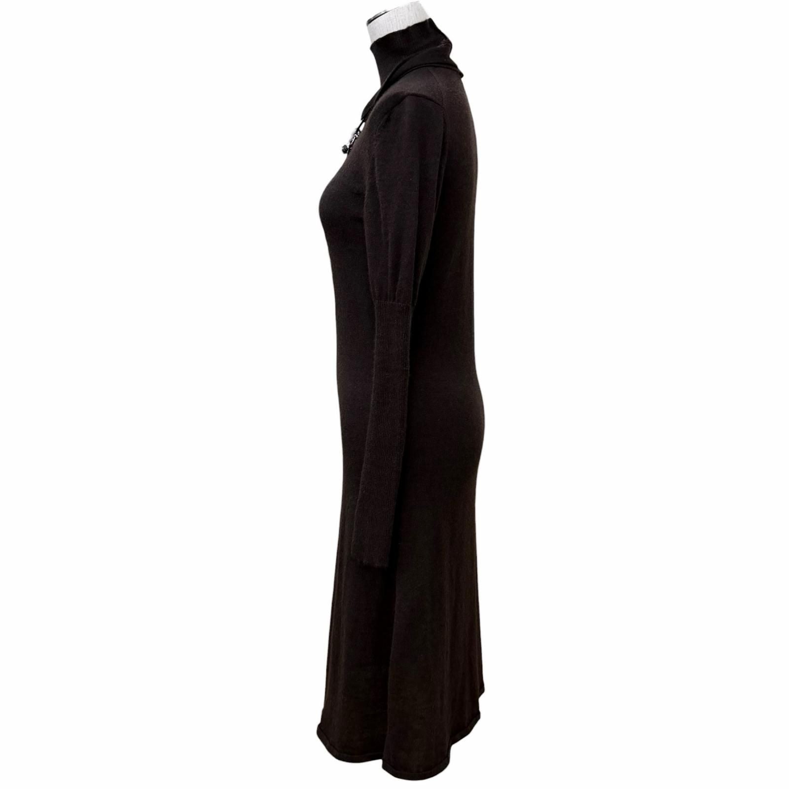 Hermes Cashmere Silk Blend with Chaine D'ancre Chain a Line Knit Long Dress — view 2