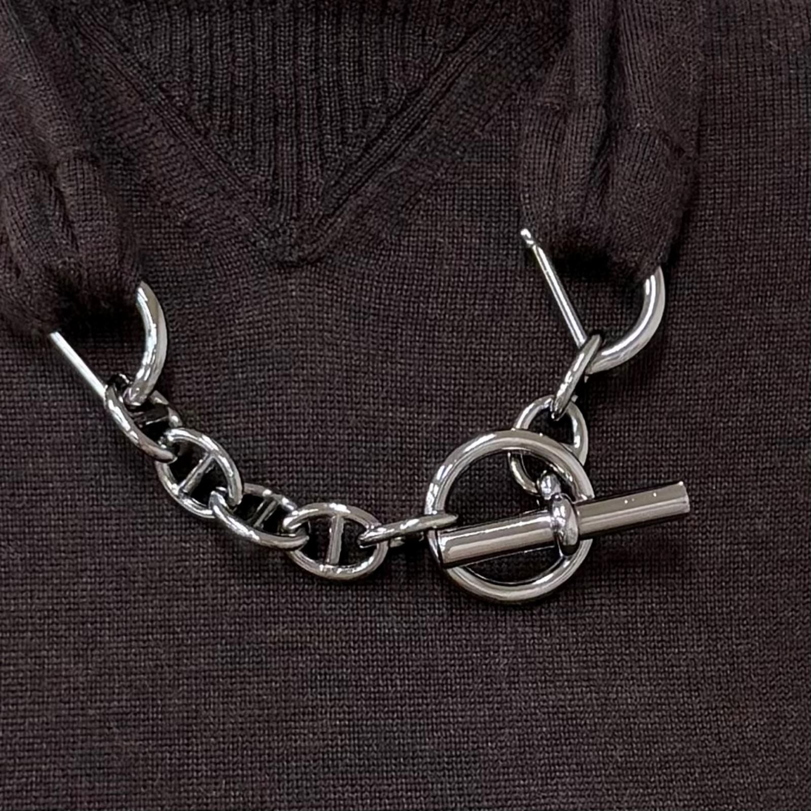 Hermes Cashmere Silk Blend with Chaine D'ancre Chain a Line Knit Long Dress — view 5