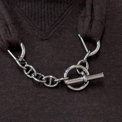Hermes Cashmere Silk Blend with Chaine D'ancre Chain a Line Knit Long Dress — view 5