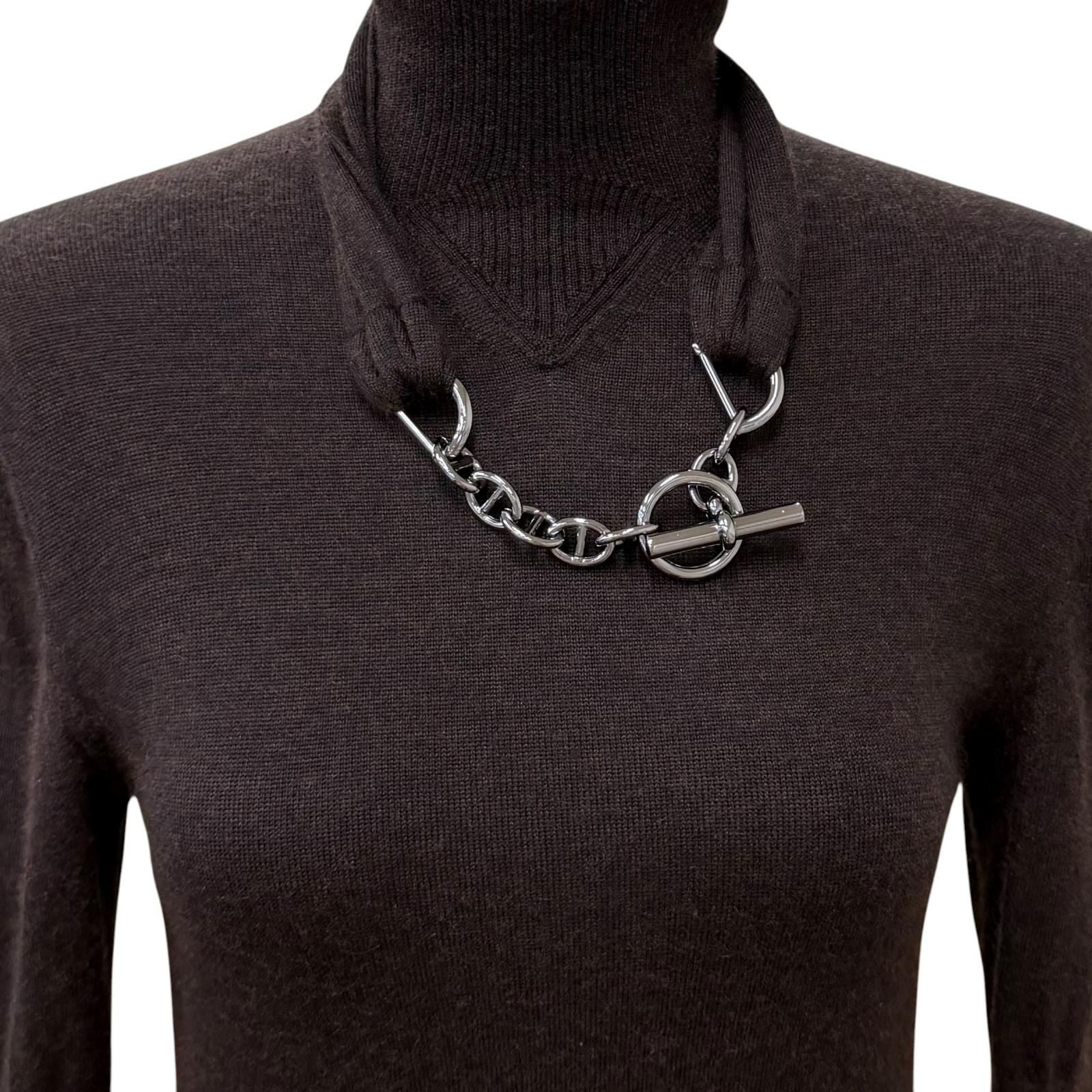 Hermes Cashmere Silk Blend with Chaine D'ancre Chain a Line Knit Long Dress — view 4
