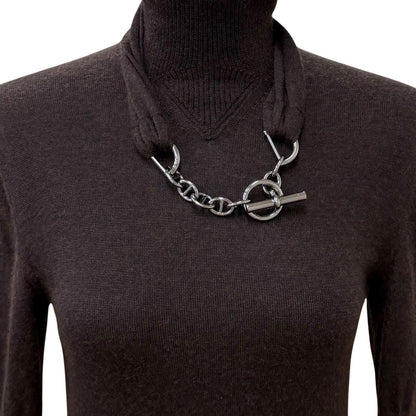 Hermes Cashmere Silk Blend with Chaine D'ancre Chain a Line Knit Long Dress — view 4