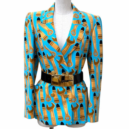 Gucci Silk with Belt Lip logo Jacket
