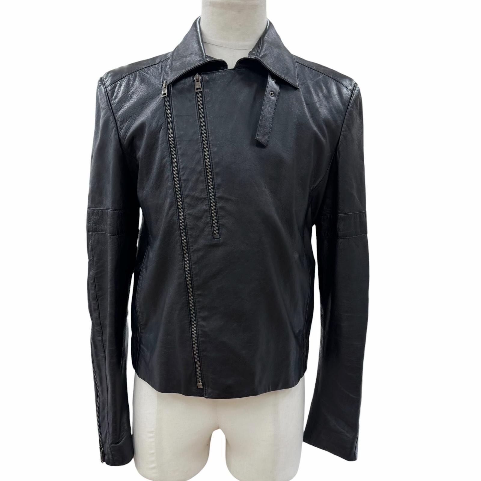 Gucci Vintage Leather Era Single Double Rider's Jacket Black 46