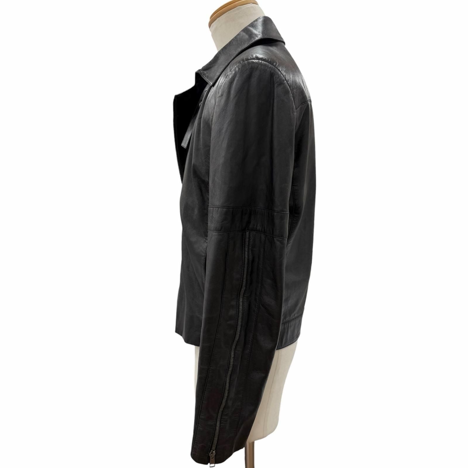 Gucci Vintage Leather Era Single Double Rider's Jacket Black 46 — view 5