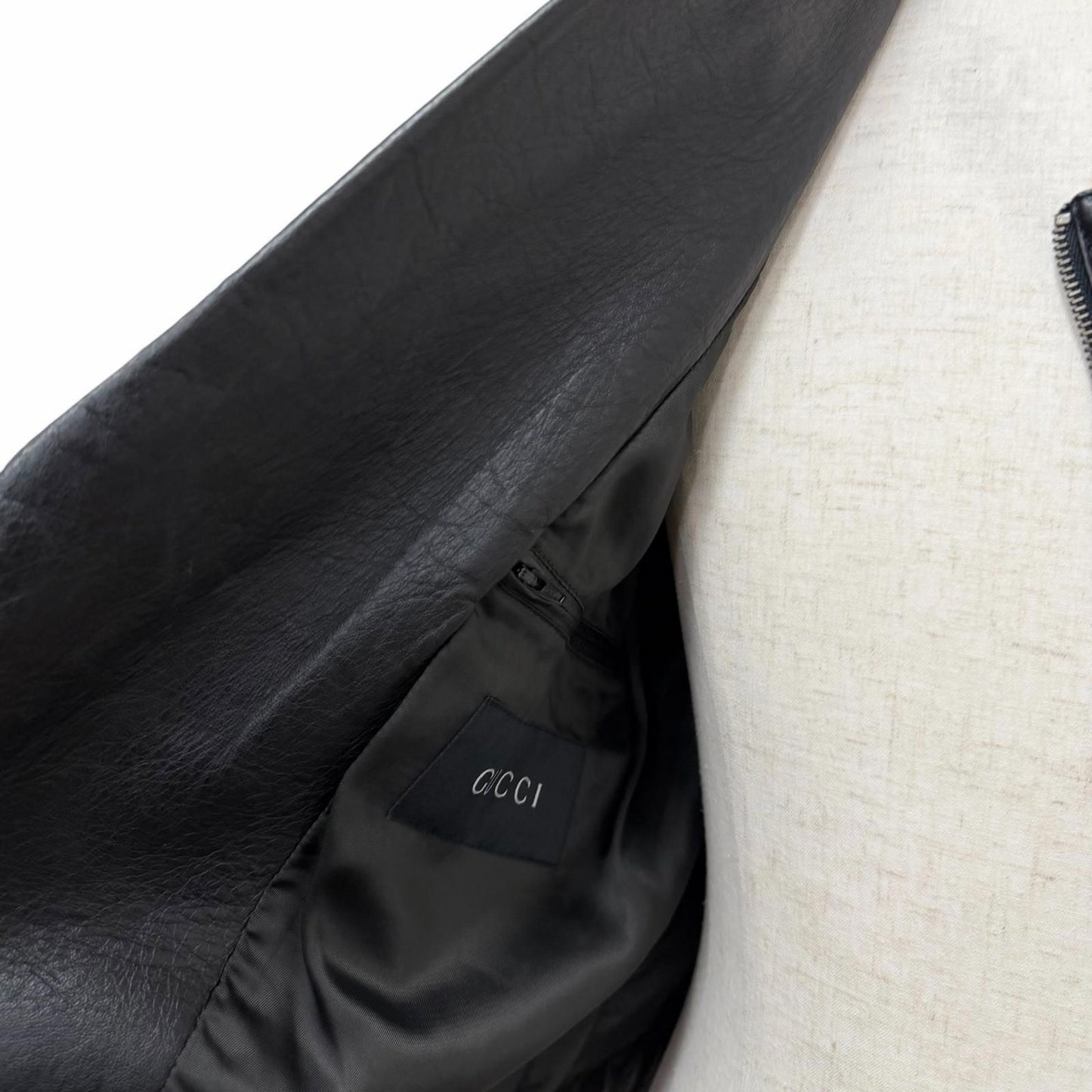 Gucci Vintage Leather Era Single Double Rider's Jacket Black 46 — view 3