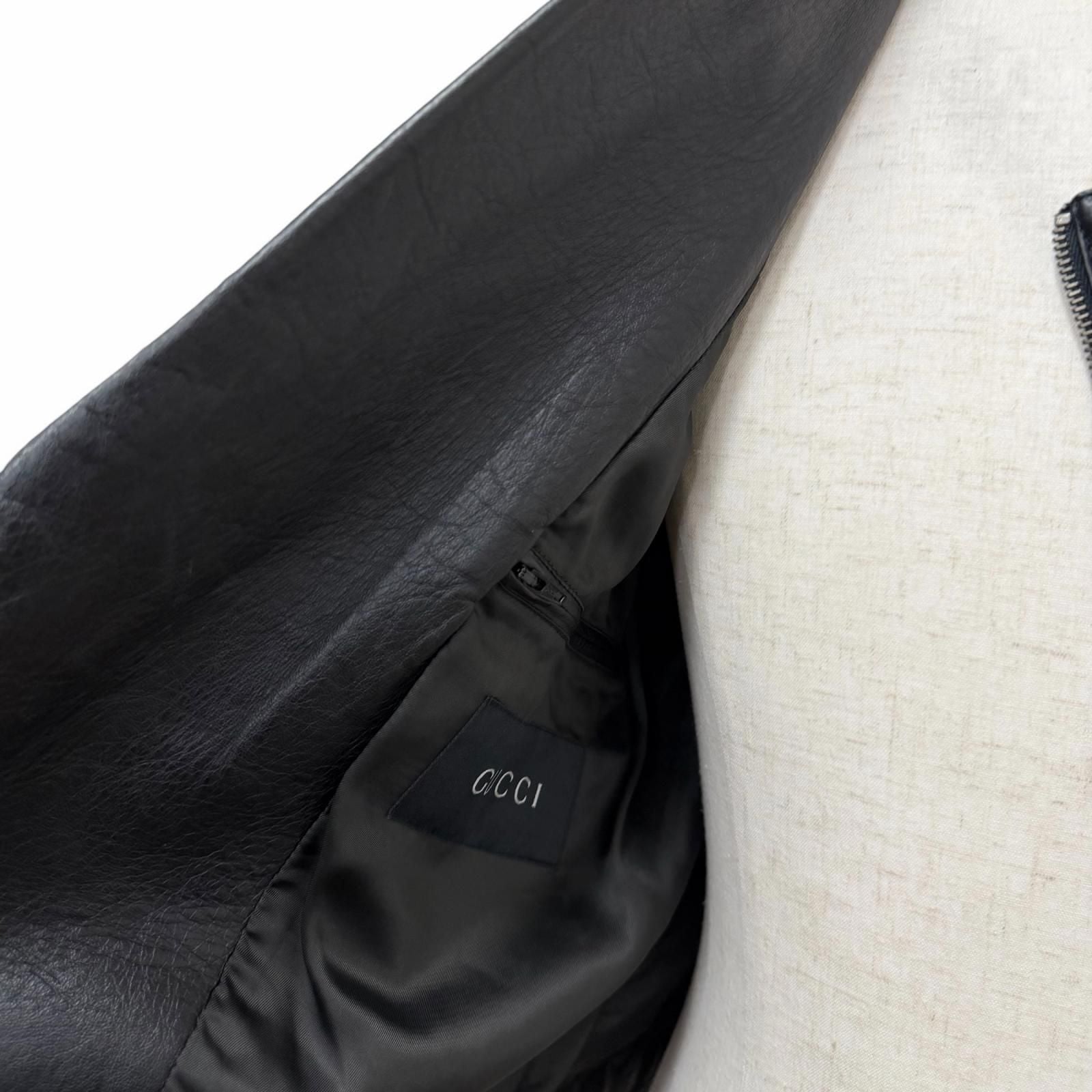 Gucci Vintage Leather Era Single Double Rider's Jacket Black 46 — view 3