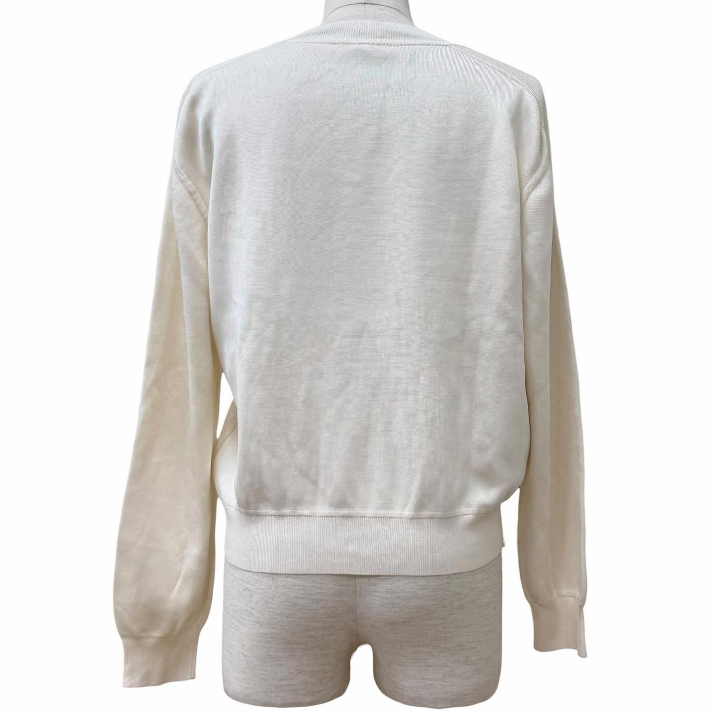 Hermes Silk Blend Coaching Crew Neck Long Sleeve Top Off White 38 — view 3