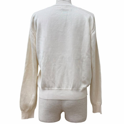 Hermes Silk Blend Coaching Crew Neck Long Sleeve Top Off White 38 — view 3